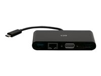C2G USB C to HDMI, VGA, USB A, Ethernet Adapter - 4K 30Hz - Black - Telakointiasema - USB-C / Thunderbolt 3 - HDMI, VGA - 1GbE C2G29828